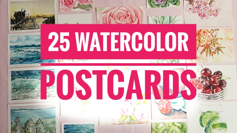 25 watercolor postcards